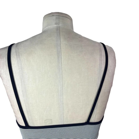 Nylora Navy Blue Striped Sports Bra Cropped Tank Top Size Small - Picture 7 of 10